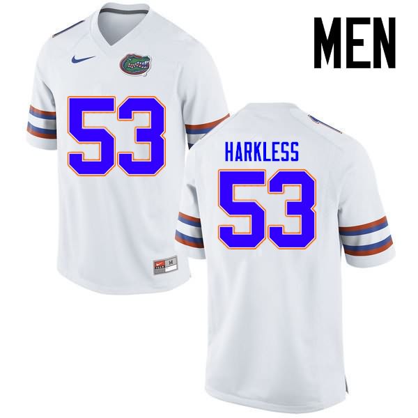 NCAA Florida Gators Kavaris Harkless Men's #53 Nike White Stitched Authentic College Football Jersey ZEG6864RL